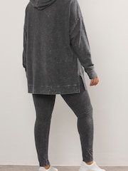 Yours Curve Black Acid Wash Leggings - Image 3 of 5