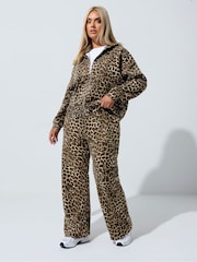 Yours Curve Brown Limited Leopard Printed Joggers - Image 2 of 5