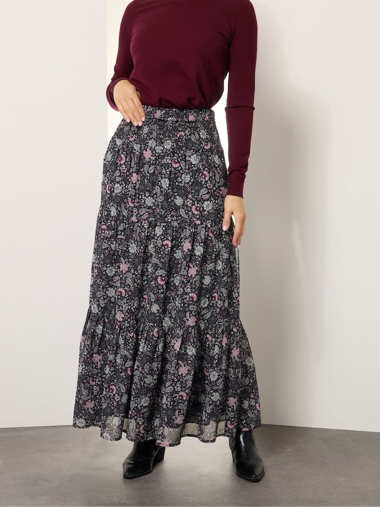 Long Tall Sally Black Chiffon Tiered Maxi Skirt - Image 2 of 5