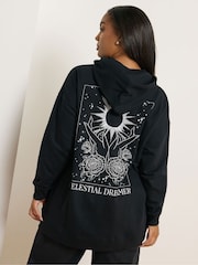 Yours Curve Black Celestial Dreamer Hoodie - Image 3 of 6