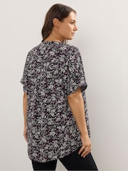 Yours Curve Black Short Sleeve Notch Neck Top - Image 3 of 5