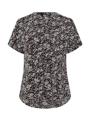 Yours Curve Black Short Sleeve Notch Neck Top - Image 5 of 5