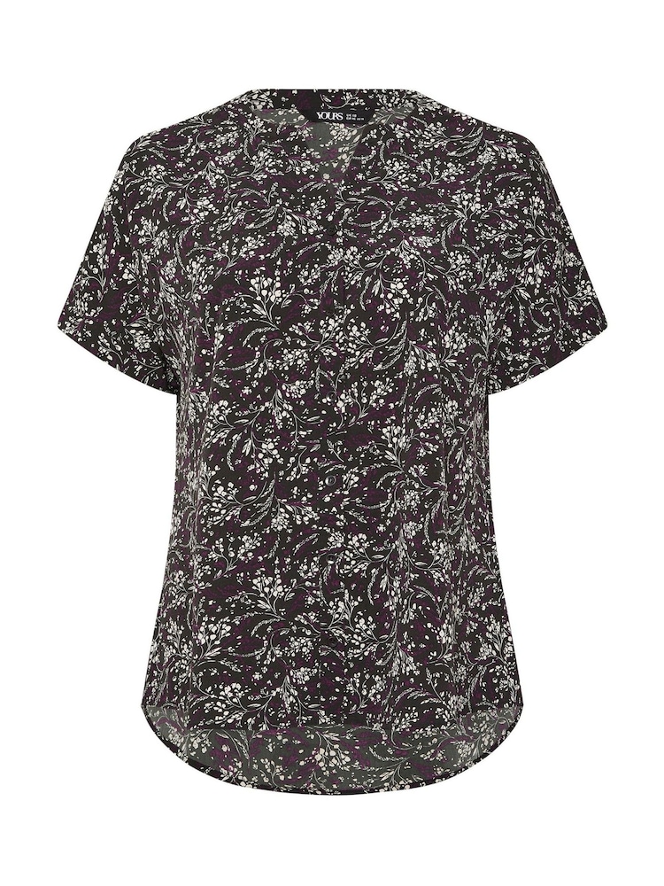 Yours Curve Black Short Sleeve Notch Neck Top - Image 5 of 5