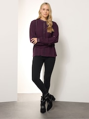 Long Tall Sally Red Crinkle Lace Detail Blouse - Image 2 of 5