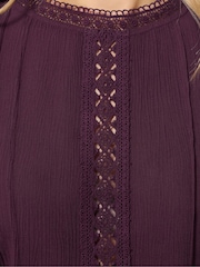 Long Tall Sally Red Crinkle Lace Detail Blouse - Image 4 of 5