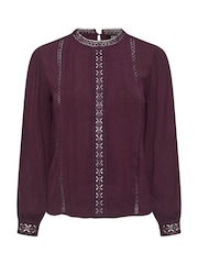 Long Tall Sally Red Crinkle Lace Detail Blouse - Image 5 of 5