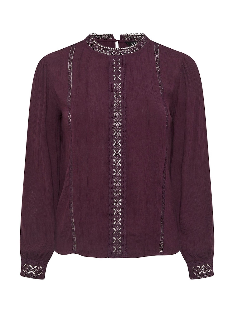 Long Tall Sally Red Crinkle Lace Detail Blouse - Image 5 of 5