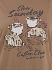 Yours Curve Brown Coffee Club Short Sleeve Wide Leg Pyjamas Set - Image 5 of 5