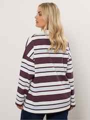 Yours Curve Cream Stripe Rugby Top - Image 2 of 5