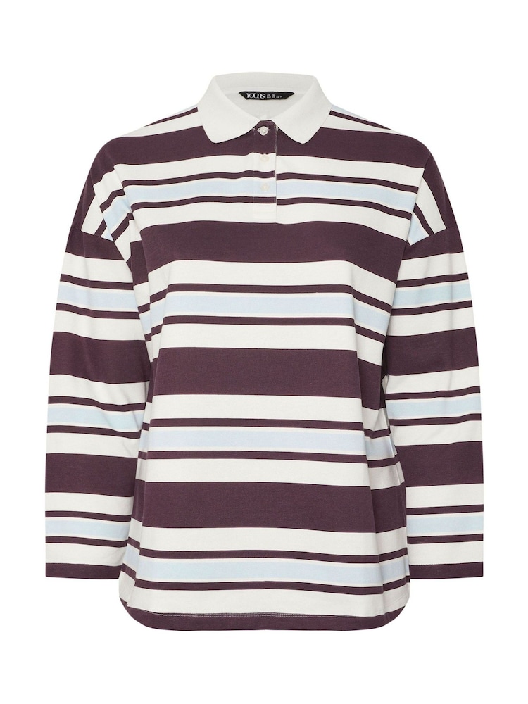 Yours Curve Cream Stripe Rugby Top - Image 5 of 5 Yours Curve Cream Stripe Rugby Top - Image 5 of 5