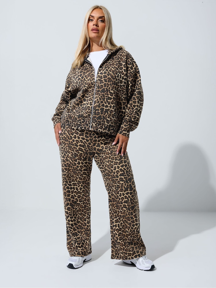 Moletom com estampa de leopardo Yours Curve Limited Zip - Imagem 2 de 5