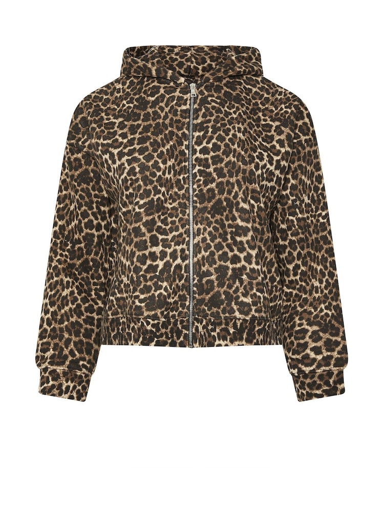 Moletom com estampa de leopardo Yours Curve Limited Zip - Imagem 5 de 5