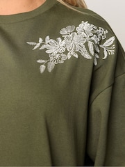 Verde - Yours Curve Embroidered Sweatshirt - Imagem 5 de 6