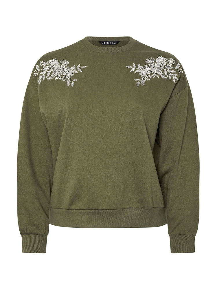 Verde - Yours Curve Embroidered Sweatshirt - Imagem 6 de 6