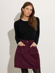 M&Co Purple Cord A-Line Skirt - Image 1 of 5