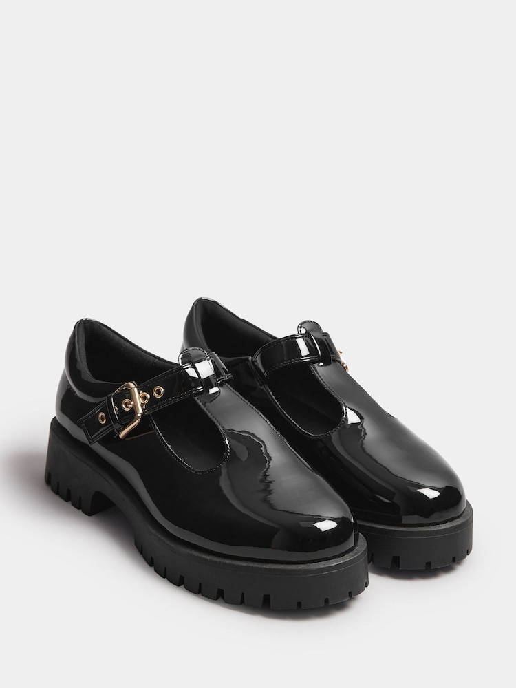 Yours Curve Black Extra Wide Fit Extra Wide Fit T-Bar Patent Mary Jane Shoes - Image 2 of 5