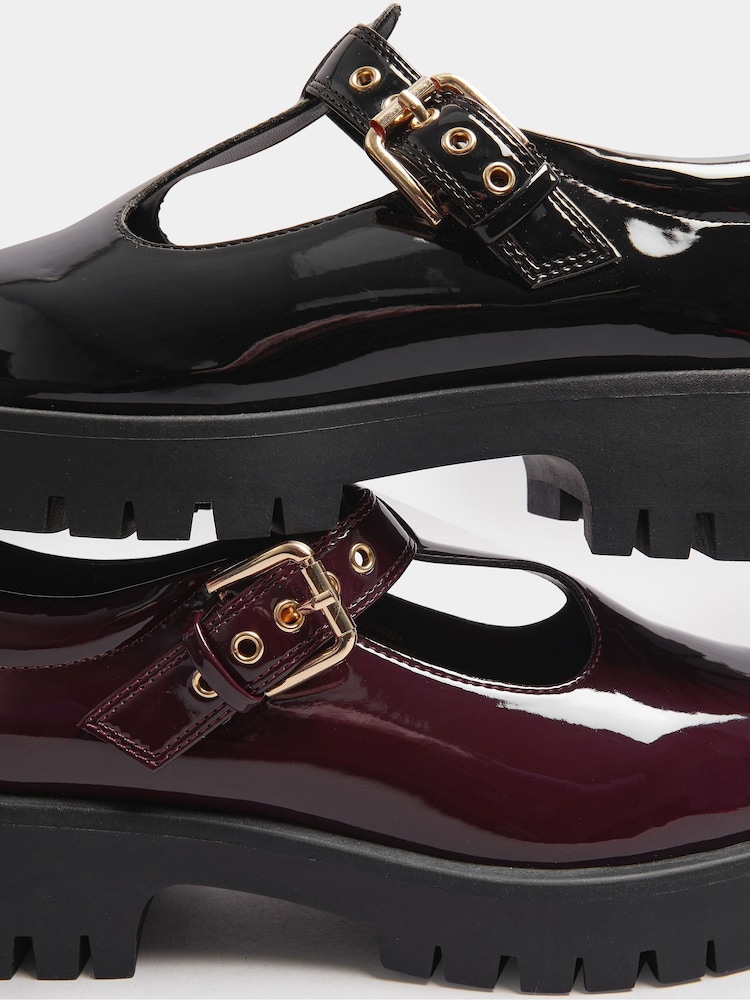 Yours Curve Black Extra Wide Fit Extra Wide Fit T-Bar Patent Mary Jane Shoes - Image 5 of 5
