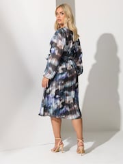 Yours Curve Blue London Satin Wrap Dress - Image 3 of 5