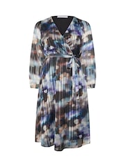 Yours Curve Blue London Satin Wrap Dress - Image 5 of 5