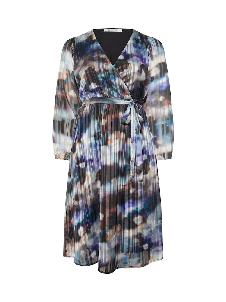 Yours Curve Blue London Satin Wrap Dress - Image 5 of 5