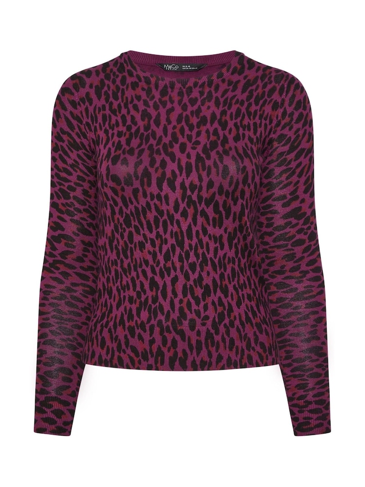 M&Co Purple Petite Crew Neck Jumper - Image 5 of 5