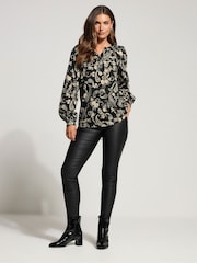 Long Tall Sally Black Half Placket Raglan Blouse - Image 2 of 5