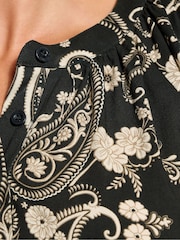 Long Tall Sally Black Half Placket Raglan Blouse - Image 4 of 5