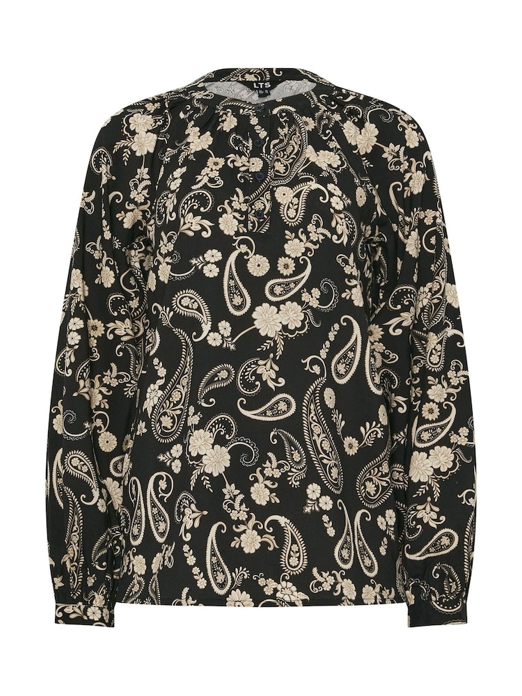 Long Tall Sally Black Half Placket Raglan Blouse - Image 5 of 5