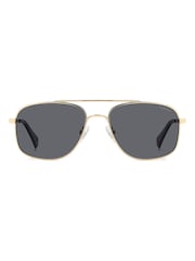 Polaroid Gold Rectangular Sunglasses in Gold - Image 1 of 6