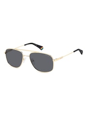 Polaroid Gold Rectangular Sunglasses in Gold - Image 2 of 6