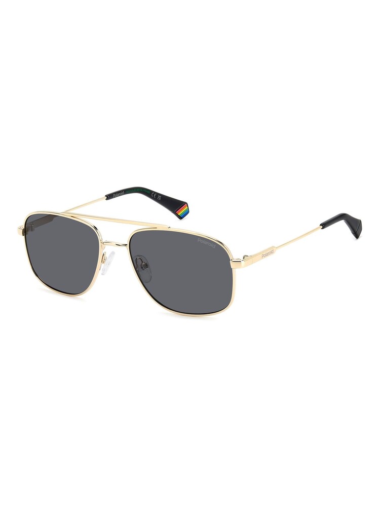 Polaroid Gold Rectangular Sunglasses in Gold - Image 2 of 6 Polaroid Gold Rectangular Sunglasses in Gold - Image 2 of 6