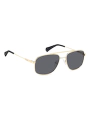 Polaroid Gold Rectangular Sunglasses in Gold - Image 3 of 6
