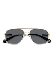 Polaroid Gold Rectangular Sunglasses in Gold - Image 4 of 6
