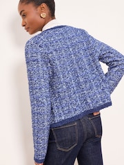 Lipsy Boucle Textured Long Sleeve Buttoned Tipped Knitted Cardigan - Obraz 4 z 4