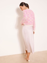 Rosa - Lipsy Boucle Strukturierte Langarm-Strickjacke mit Knöpfen und Kontrastkanten - Bild 4 von 4