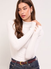 Lipsy White Knitted Roll Neck Jumper - Image 1 of 4