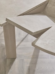 Light Natural Marble Effect Nomad 4 To 6 Seater Extending Dining Table - Image 2 of 9