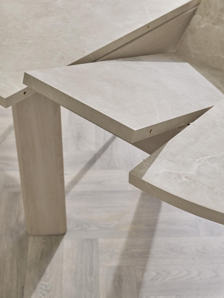 Light Natural Marble Effect Nomad 4 To 6 Seater Extending Dining Table - Image 2 of 9