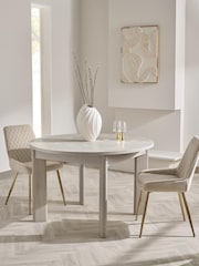 Light Natural Marble Effect Nomad 4 To 6 Seater Extending Dining Table - Image 4 of 9