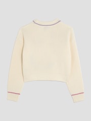 River Island Cream Girls Smiley Jumper - Image 2 of 4