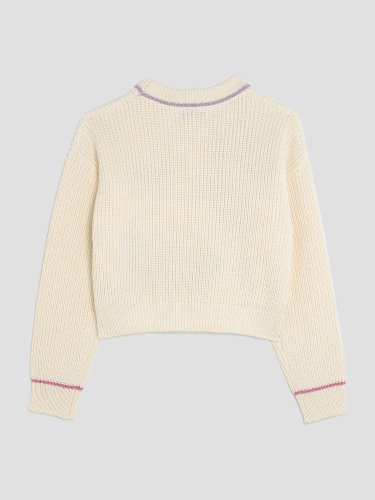 River Island Cream Girls Smiley Jumper - Image 2 of 4