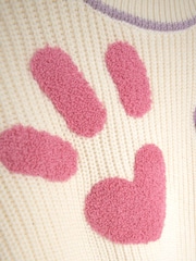 River Island Cream Girls Smiley Jumper - Image 3 of 4