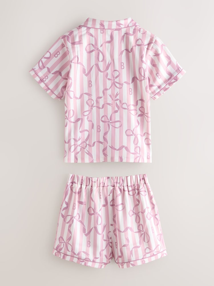 Baker by Ted Baker Rosa Sateng Sløyfe Stripete Skjorter & Kort Pyjamas Sett - Bilde 2 av 6 Baker by Ted Baker Rosa Sateng Sløyfe Stripete Skjorter & Kort Pyjamas Sett - Bilde 2 av 6