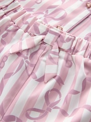 Baker by Ted Baker Pink Satin Bow Stripe Shirt & Short Pyjamas Set - Image 9 of 11