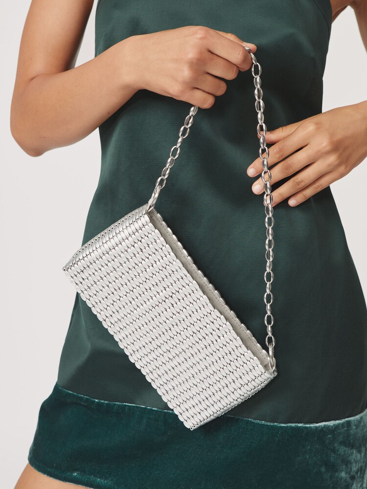 Reiss Silver Bailey Beaded Removable Strap Shoulder Bag - Image 6 of 6
