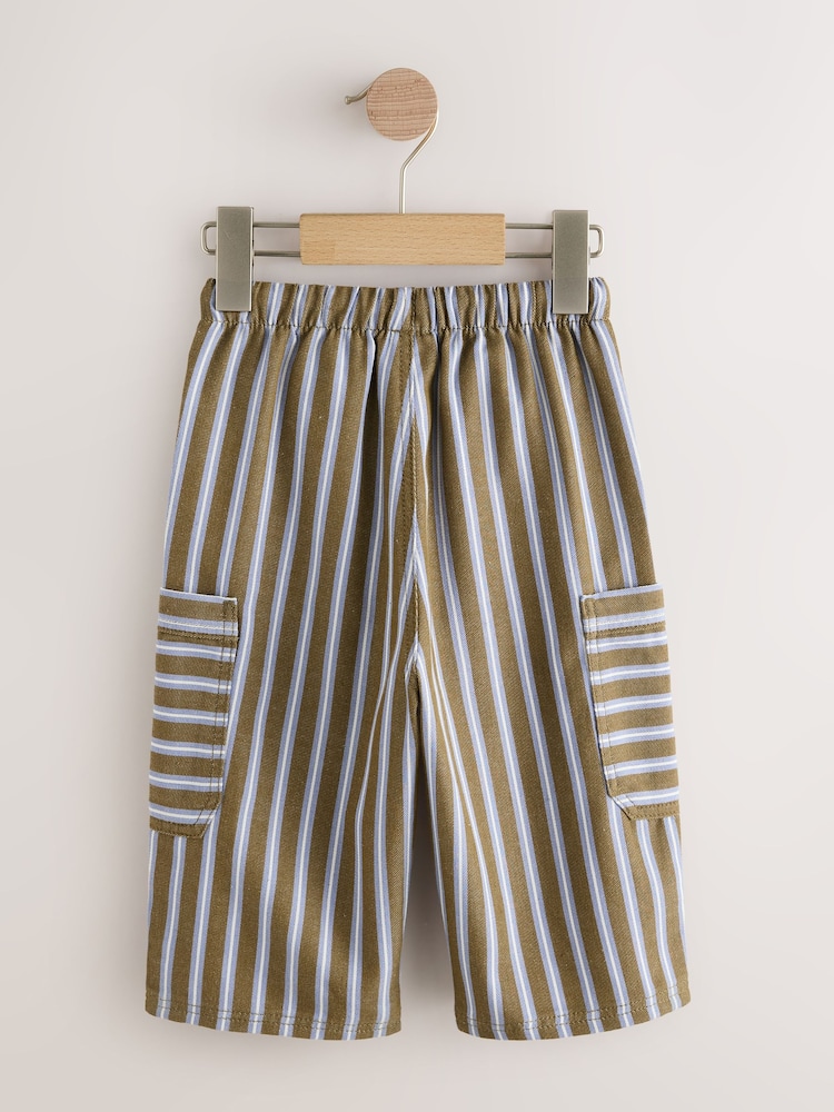 Khaki/Blue Stripe Side Pocket Wide Trousers (3mths-7yrs) - Image 2 of 4 Khaki/Blue Stripe Side Pocket Wide Trousers (3mths-7yrs) - Image 2 of 4