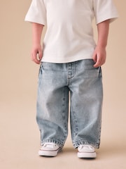 Light Blue Side Stripe Pull on Wide Jeans (3mths-7yrs) - Image 5 of 9