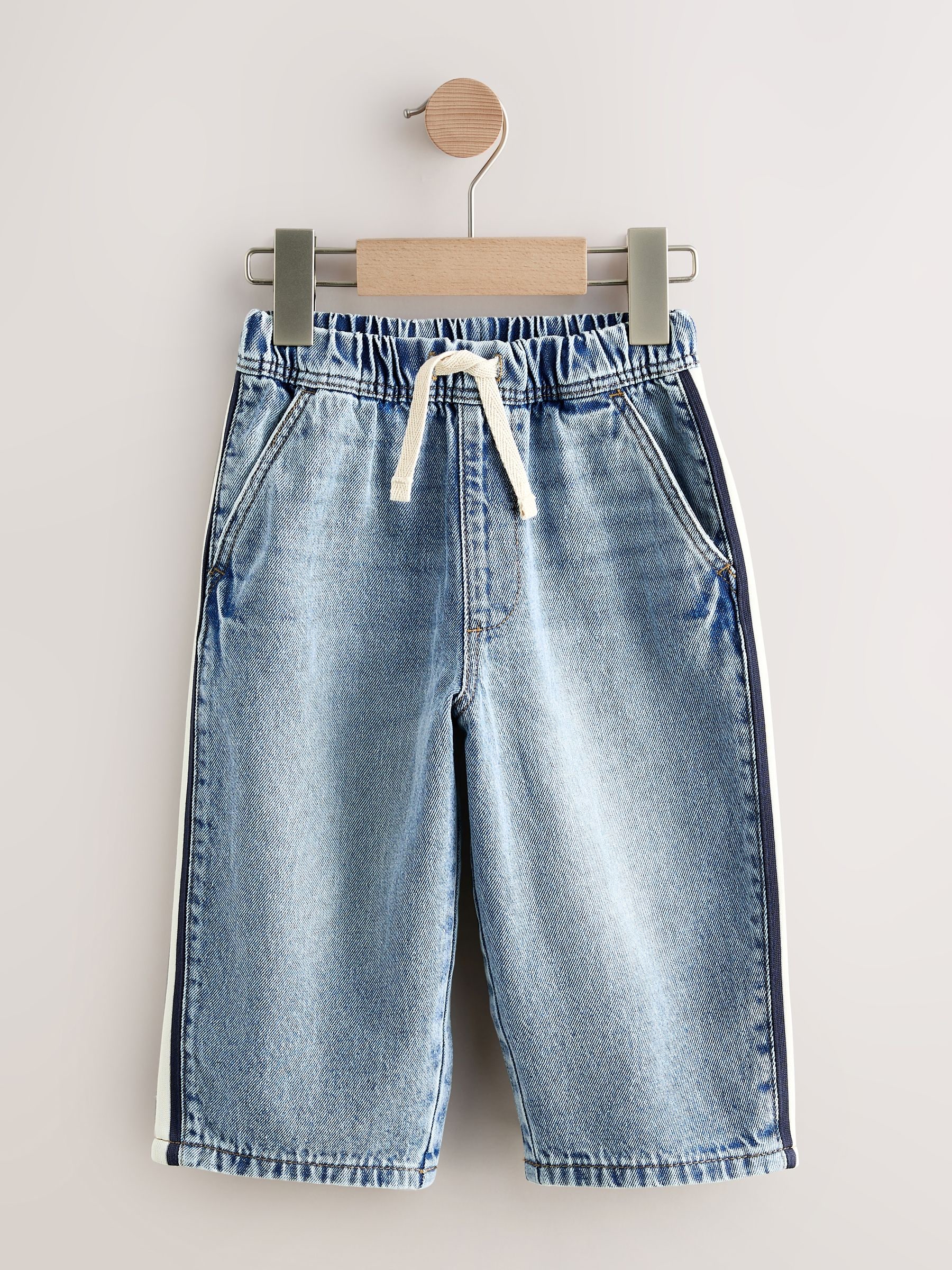 Buy Light Blue Side Stripe Wide Fit Jeans (3mths-7yrs) from the Buy Light Blue Side Stripe Wide Fit Jeans (3mths-7yrs) from the