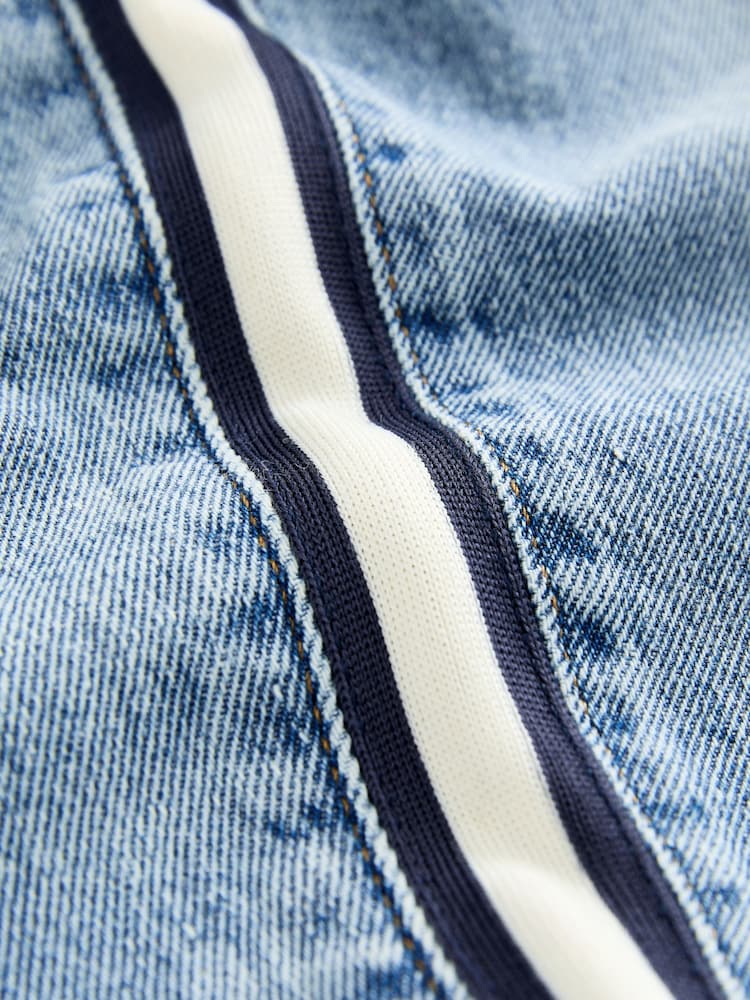 Light Blue Side Stripe Pull on Wide Jeans (3mths-7yrs) - Image 9 of 9