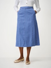 Crew Clothing Blue Harper Denim Midi Skirt - Image 1 of 5